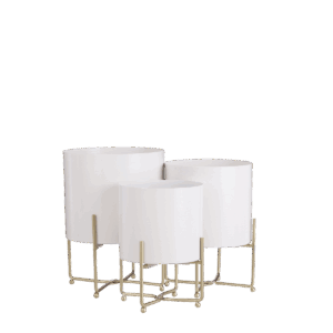 Alternative view of Aries Bloempot op Standaard - Set van 3 - H32 x Ø24 cm - Wit