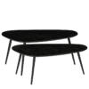Jailey Bijzettafel Set van 2  L84 x B39 x H39 cm  Gerecycled Hout  Zwart Deze Jailey bijzettafel  komt in een set van 2 en is een absolute aanvulling voor elk interieur. De tafelbladen zijn gemaakt van gerecycled hout en de drie poten van metaal. Ze hebben een stoere, zwarte kleur. De organische vorm van de prachtige bladen springen direct in het oog. Prachtig detail: in de tafelbladen, die ieder een andere vorm hebben, zie je houtnerven verwerkt! Deze houten bijzettafeltjes zijn L84 x B39 x H39 cm en L84 x B39 x H34,5 cm. Ze staan ideaal naast of voor de bank voor een kop koffie met wat leuke decoraties, zoals een plant in een mooie pot. Ook stijlvol om te combineren met meerdere moderne tafeltjes uit de Jailey-collectie. Casa & Viventes Breedte: 39cm Hoogte: 39cm Lengte: 84cm Gewicht: 17600.00g kleuren: Zwart, Zwart Materialen: Hout, Hout merk: Mica Decorations