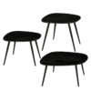 Jailey Bijzettafel  Set van 3  L62 x B52 x H34 cm  Gerecycled Hout  Zwart Deze Jailey bijzettafel komt in een set van 3 en is een absolute aanvulling voor elk interieur. De tafelbladen zijn gemaakt van gerecycled hout en de vier poten van metaal. Ze hebben een stoere, zwarte kleur. De organische vorm van het prachtige blad springt direct in het oog. Prachtig detail: in de tafelbladen zie je houtnerven verwerkt! Deze houten bijzettafeltjes zijn L62 x B52 x H34 cm, L54 x B44 x H44 cm en L49 x B41 x H39 cm. Ze staan ideaal naast of voor de bank voor een kop koffie met wat leuke decoraties, zoals een plant in een mooie pot. Ook stijlvol om te combineren met meerdere moderne tafeltjes uit de Jailey-collectie . Casa & Viventes Breedte: 52cm Hoogte: 34cm Lengte: 62cm Gewicht: 13780.00g kleuren: Zwart, Zwart Materialen: Hout, Hout merk: Mica Decorations
