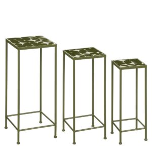 Bologna Bijzettafel Buiten - Set van 3 - L28 x B28 x H67 cm - Metaal - Donkergroen
