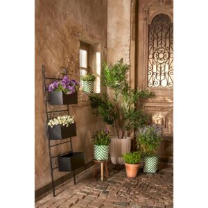 Alternative view of Merlijn Plantenmand voor Buiten  Set van 3  H26 x Ø24 cm  Gerecycled Plastic  Donkergroen, Wit