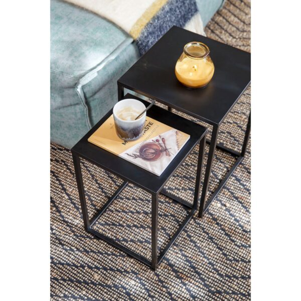 Goa Bijzettafel - Set van 2 - L30 x B30 x H42 cm - Metaal - Zwart - Afbeelding 6