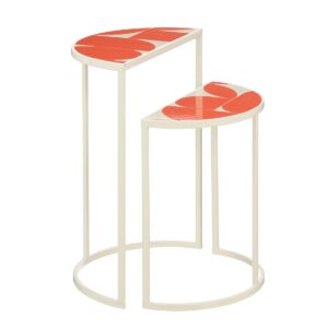 Bologna Bijzettafel Buiten - Set van 2 - L45 x B23 x H58 cm - Metaal - Rood