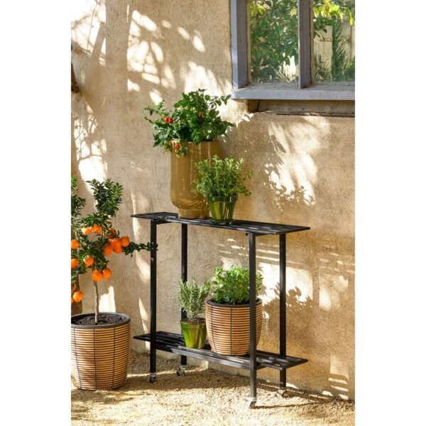 Greenrax Plantenstandaard - L90 x B22 x H75 cm - Metaal - Zwart - Afbeelding 5