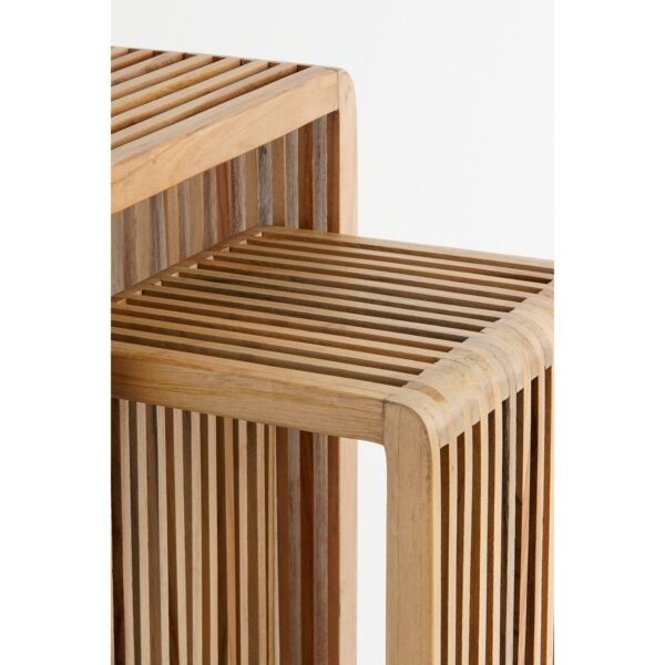Yonker Plantentafel Set van 2 L35 x B25 x H80 cm Gerecycled Hout Bruin - Afbeelding 3