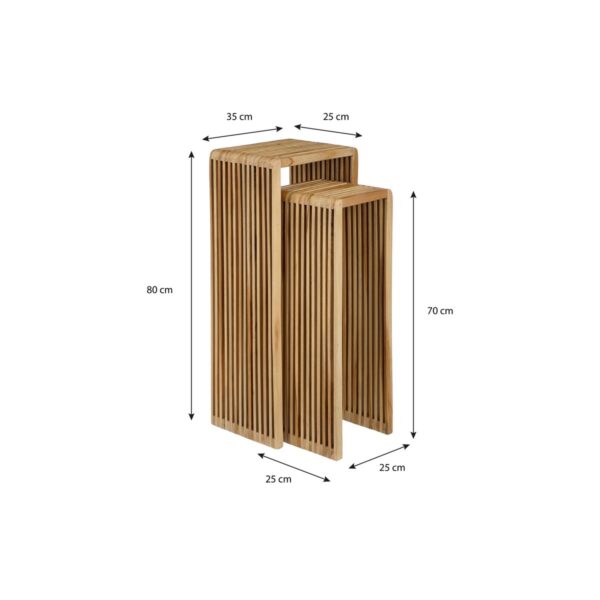 Yonker Plantentafel Set van 2 L35 x B25 x H80 cm Gerecycled Hout Bruin - Afbeelding 6