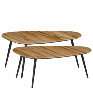 Jailey Bijzettafel - Set van 2 - L84 x B39 x H39 cm - Gerecycled Hout - Bruin