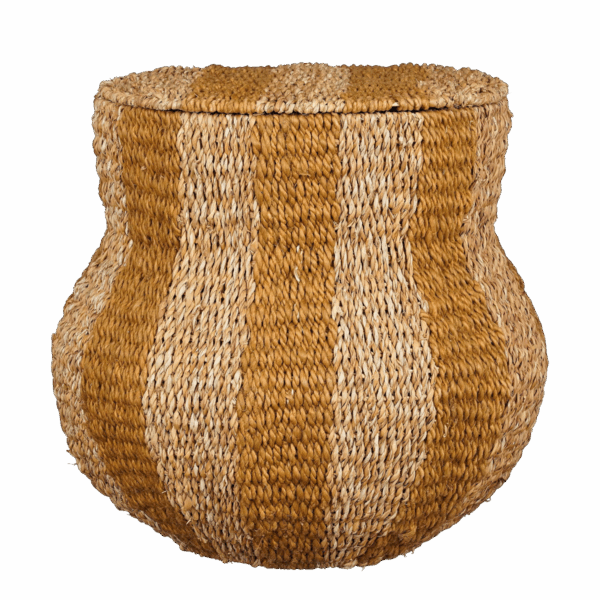 Tacoma Opbergmand met Deksel - H47 x Ø50 cm - Jute - Geel