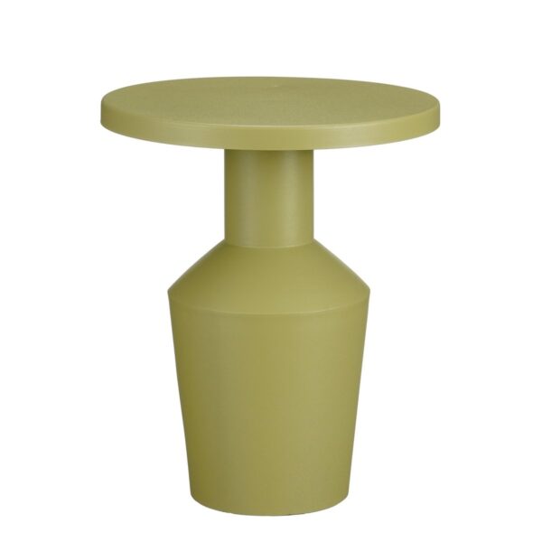 Feroza Bijzettafel  H41 x Ø34 cm  Metaal  Lichtgroen Op zoek naar een accentstuk dat je interieur extra karakter geeft? De Feroza bijzettafel is de perfecte keuze voor je woonkamer, slaapkamer of hal! Dit tafeltje heeft een stijlvol design en een trendy lichtgroene kleur die direct in het oog springt. Het tafeltje is gemaakt van stevig ijzer, wat hem niet alleen robuust maakt, maar ook eenvoudig schoon te maken. Met een hoogte van 41 cm en een diameter van 34 cm is hij compact en veelzijdig in gebruik. Waar geef jij deze blikvanger een plekje? Casa & Viventes Breedte: 34cm Hoogte: 41cm Lengte: 34cm Diameter: 34cm Gewicht: 3560g kleuren: Groen Materialen: Ijzer merk: Mica Decorations
