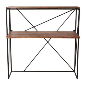 Tom Tailor-bureau Dit bureau combineert de open uitstraling van een plank met de functie van een bureau. Het minimalistische ontwerp past bij veel bestaande meubels. De royale afmetingen bieden voldoende ruimte voor de dagelijkse werkzaamheden in het thuiskantoor, wat er ook nog eens leuk uit kan zien.  Hoogte schrijfblad 75 cm, afmeting schrijfblad 116x5x60 cm, diepte plank 40 cm. Breedte: 120cm Hoogte: 122cm Lengte: 60cm Gewicht: 30g kleuren: Bruin, Zwart, Zwart Materialen: Hout, Metaal, Metaal CASA & VIVENTES Tom Tailor-bureau merk: SIT Möbel Im- und Export