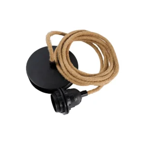 Fitting Lampen Plafond - Naturel Zwart - 1 Fitting Plafondaanpassing van hoge kwaliteit gemaakt voor hanglampen. Geschikt voor 1 lamp. CASA & VIVENTES Fitting Lampen Plafond - Naturel Zwart - 1 Fitting Breedte: 4cm Hoogte: 4cm Lengte: 250cm Gewicht: 380g Materialen: Katoen merk: Bazar Bizar Living