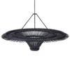 The Sky Hanger - Zwart - XXL Deze hanger of plafondlamp is al het meest besproken in onze collectie! Dit rotan meesterwerk is verkrijgbaar in twee maten, variërend van enorm tot massief en is als een kunstwerk voor je plafond. Het maakt niet uit of je er een hangt of beide combineert - je interieur zal schijnen als nooit tevoren. Ook verkrijgbaar in natuurlijk (twee maten). Deze lampschaduw heeft geen elektrische bedrading of pluggen. We verkopen deze fittingen apart, Zoek naar een fitting in onze winkel en selecteren de gewenste look en het type. Casa & Viventes Breedte: 150cm Hoogte: 43cm Lengte: 150cm Gewicht: 10000.00g kleuren: Zwart Materialen: Rotan merk: Bazar Bizar Living