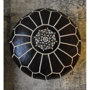 Alternative view of Leer pouffe  zwart