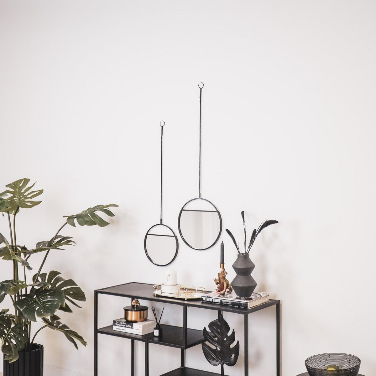 Mirror  Round Wall Mirrors  Metal  Black S2 25x90 & 30x100 Spiegel - Afbeelding 7
