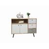 Dressoir Scandinavische, lichte woonstijl voor een aantrekkelijke prijs, perfect demonteerbaar en eenvoudig te monteren: dat is smaakvol inrichten tegen een eerlijke prijs. Metalen ladegeleiders en scharnieren zijn bestand tegen de stress van het dagelijks leven. Het oppervlak heeft geen speciale zorg nodig - chique, mooi en praktisch.... Afmetingen compartiment 67,5x37,5x18 cm, binnen afmetingen lade 30x30x12,5cm, achter de deuren 67,5x37,5x35 cm, zonder bodem, afstand van vloer tot onderkant rand 17 cm CASA & VIVENTES Dressoir Breedte: 106.5cm Hoogte: 77cm Lengte: 39cm Gewicht: 34000.00g kleuren: Meerkleurig, Zwart, Wit Materialen: Mdf, Metaal merk: SIT Möbel Im- und Export