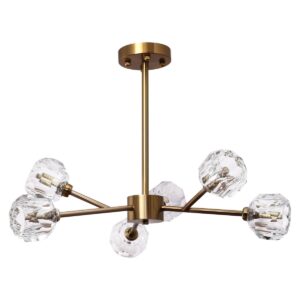 Hanglamp Rosy Copper Gold 6 - 65x45cm De Hanglamp Rosy Copper Gold | 6 is een stijlvolle toevoeging aan ieder interieur. Met een gouden frame en zes glazen lichtpunten straalt deze lamp klasse en elegantie uit. De glazen bollen zorgen voor een speels lichteffect terwijl het ontwerp strak en modern blijft. Geschikt voor zes G9 lichtbronnen (niet inbegrepen). Ideaal boven een eettafel of in de woonkamer. Kenmerken: Kleur: Copper Gold (goudkleurig) Afmetingen: 65 x 45 cm Aantal lichtpunten: 6x G9 (lichtbronnen niet inbegrepen) Materiaal: Metaal en glas Geschikt voor plafondmontage Voordelen: Luxe en moderne uitstraling Glazen bollen zorgen voor sfeervolle lichtreflectie Compact formaat, perfect voor middelgrote ruimtes Eenvoudig te combineren met andere kopergouden accenten CASA & VIVENTES Hanglamp Rosy Copper Gold 6 - 65x45cm Gewicht: 6100g merk: Luxury Living B.V.