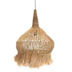 De Hippie Tipi Hanger Naturel L Haal de sensaties van een tropische strandbar bij je thuis met onze Hippy Tipi hanglamp! De gedraaide strengen abacagras zorgen ervoor dat magische lichtpatronen zich door de kamer verspreiden. Door de neutrale kleur past hij perfect bij elke interieurstijl. Lichtbron inbegrepen. Casa & Viventes Breedte: 50cm Hoogte: 70cm Lengte: 50cm Gewicht: 2300g merk: Bazar Bizar Living