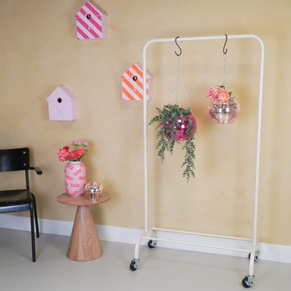 Kledingrek - wielen - zand - 80x40x155cm - Afbeelding 2