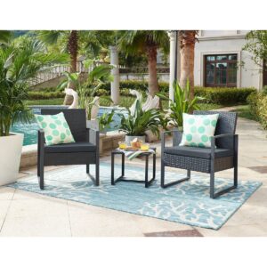 Zitgroep Deze 5 stuks. Tuinmeubelen bieden u veel ruimte en comfort. De combinatie van twee stoelen en een bijzettafel is ideaal voor een kopje koffie in de middagzon of een glas wijn op een gezellige zomeravond. Daarnaast zorgen de zitkussens, de armleuningen en de iets verhoogde rugleuning voor een zeer aangenaam zitcomfort. De set is weerbestendig en daardoor ideaal voor buitengebruik. Uiteraard kunt u dit meubel ook in een wintertuin plaatsen. Waar ze ook geplaatst worden, ze roepen een aangename vakantiesfeer op en zijn zeer comfortabel. Afmetingen stoel: 60 x 62 x 80 cm, zitbreedte: ca. 53 cm, zitdiepte: ca. 50,5 cm, zithoogte: ca. 43 cm (inclusief hoogte zitkussen ca. 5 cm). de bijzettafel: 40 x 40 x 37 cm, bekleding 100% PES, vulmateriaal schuim, frame gepoedercoat. CASA & VIVENTES Zitgroep Gewicht: 21000.00g kleuren: Grijs, Groen Materialen: Rotan, Metaal, Glas merk: SIT Möbel Im- und Export