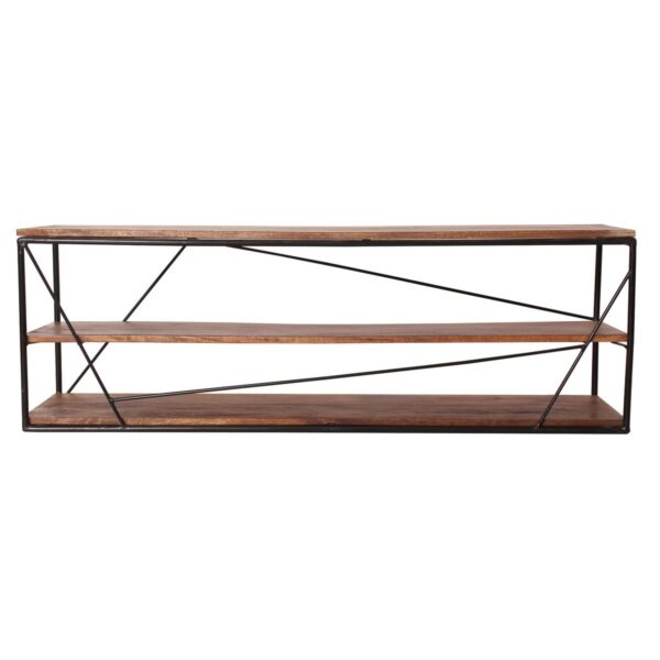 Tom Tailor Lowboard Het lowboard van TOM TAILOR creëert een buitengewone blikvanger in de kamer. Het minimalistische ontwerp past bij veel bestaande meubels. De royale afmetingen bieden voldoende ruimte voor het decoratief opbergen van entertainmentelektronica . 3 planken van antiek bruin mangohout, hoogte van het bovenste vak: ca. 21 cm, hoogte van het onderste vak: ca. 17,5 cm, dikte van de planken: ca. 1,5 cm, afstand tussen metalen frame en stut links : ca. 21 cm, rechts: ca. 18 cm. CASA & VIVENTES Breedte: 140cm Hoogte: 47cm Lengte: 40cm Gewicht: 34000.00g kleuren: Bruin, Zwart Materialen: Hout, Metaal, Hout, Metaal merk: SIT Möbel Im- und Export