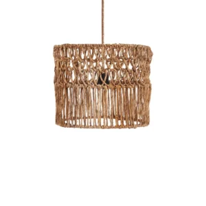 De Takuhanki hanger Naturel S De Takuhanki -lamp, handgemaakt uit bananenblad, is een prachtig stuk dat prachtig werkt als een hangende lamp of een vloerlamp. De naam, afgeleid van het Japanse woord voor 'opdruk', weerspiegelt het onvergetelijke ontwerp, dat diepte en textuur aan elke ruimte toevoegt. De Takuhanki -hanger is ideaal voor eetruimtes, slaapkamers of woonruimtes en combineert aardse tonen en een sculpturale vorm om karakter en stijl aan je DCOR toe te voegen. Deze lampschaduw heeft geen elektrische bedrading of pluggen. We verkopen deze fittingen apart. Zoek naar een aanpassing in onze winkel en selecteer de gewenste look en het type. Casa & Viventes Breedte: 30cm Hoogte: 26cm Lengte: 30cm Gewicht: 580g merk: Bazar Bizar Living