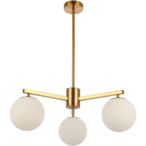 Hanglamp Stella White 3-licht De Stella White 3-Licht is een moderne ontwerp kroonluchter die een statement maakt en alle aandacht trekt. Deze kroonluchter is gemaakt van robuuste messing die een satijnen afwerking heeft. De witte glazen kelken geven een warm en mooi verlichting aan elk kamer. Als je opzoek bent naar een chique elegante toevoeging aan je kamer dan is dit zeker iets voor jou! De Stella White 3-Licht is de perfecte middelpunt in elke kamer. Lamp is voorzien van een E27 fitting. Afmeting: Breedte: 60 cm Hoogte: 75 cm Casa & Viventes kleuren: Wit Materialen: Glas, Satin, Messing merk: Luxury Living B.V.
