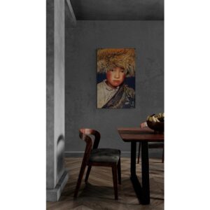 Alternative view of Gobelin geweven wandtapijt 80/120 Tibetaanse Jongen WH2105 Uitgerekt