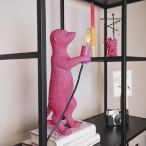 Alternative view of Tafellamp Meerkat  Polyresin Roze  15x10x38cm stokstaartje