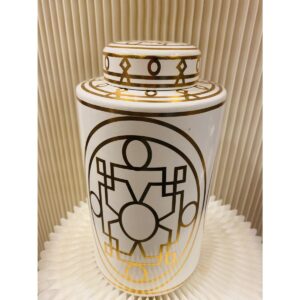 Alternative view of Wit en goud abstracte keramische pot klein formaat