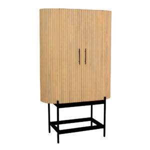 Kastje Robuust mangohout en een spannend lattendesign kenmerken het tijdloze meubel. De combinatie van jaren 60 retro design en moderne Scandinavische flair maken de meubelen een stijlvolle toevoeging aan vele woonstijlen. Terwijl het massieve mangohout bijzonder duurzaam en resistent is, geven de zwarte metalen poten en handgrepen de kast een modern tintje. Met de multifunctionele kast creëer je op stijlvolle wijze opbergruimte in het woon- of slaapgedeelte en creëer je ook een visueel hoogtepunt. De in het hout verwerkte strepen, waaraan de serie zijn naam ontleent, maken het eenvoudige ontwerp spannend. De montage is zo gedaan: de kast wordt voorgemonteerd geleverd, je hoeft alleen nog maar de pootjes te bevestigen. 2 doorlopende massieve planken achter de deuren, poten verwijderd, hoogte van de poten: 52 cm, poten zwart metaal gepoedercoat, romp helder gelakt, binnenafmetingen van de vakken: 2x boven en midden ca. 95x36x48 cm, 1x onder ca. 95x36x48 cm cm, afmetingen van de deuren: 2x ca. 60x120 cm, afstand tussen de voeten aan de voorzijde: ca. 66 cm, zijkant: ca. 46 cm, hoogte romp: 120 cm, achterwand van MDF. CASA & VIVENTES Kastje Breedte: 100cm Hoogte: 172cm Lengte: 40cm Gewicht: 54g kleuren: Zwart, Bruin, Zwart Materialen: Hout, Metaal, Hout, Metaal merk: SIT Möbel Im- und Export