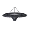 The Sky Hanger Zwart XL Deze hanger of plafondlamp is al het meest besproken. Dit rotan meesterwerk is verkrijgbaar in twee maten, variërend van enorm tot massief en is als een kunstwerk voor je plafond. Het maakt niet uit of je er een hangt of beide combineert  je interieur zal schijnen als nooit tevoren. Ook verkrijgbaar in natuurlijk (twee maten). Deze lampschaduw heeft geen elektrische bedrading of pluggen. We verkopen deze fittingen apart, zowel plafond gemonteerd als met plug. Zoek naar een fitting in onze webshop en selecteer de gewenste look en het type. Casa & Viventes Breedte: 110cm Hoogte: 31cm Lengte: 110cm Gewicht: 5000g kleuren: Zwart Materialen: Rotan merk: Bazar Bizar Living