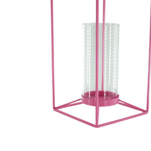 Alternative view of Lantaarn - Metaal/Glas - Roze - 12,5x12,5x20cm