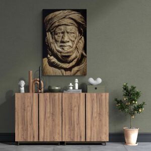 Alternative view of Gobelin geweven wandtapijt 80/120 Tuarag Man Sepia WH2171 Uitgerekt