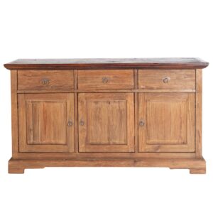 Dressoir Gerecycled teak is goed voor het milieu en is gewoonweg mooier! Wij blijven bij deze verklaring. Deze unieke expressie van hout kan niet door machines en technologie worden bereikt, omdat je hier een natuurlijk materiaal ziet dat in de loop van tientallen jaren een gezicht heeft gekregen. Hij onderscheidt zich van de massa, voelt aangenaam warm aan en vereist geen verzorging, alleen maar aandacht... met metalen handvatten Casa & Viventes Breedte: 148cm Hoogte: 83.5cm Lengte: 44cm Gewicht: 65000.00g kleuren: Bruin Materialen: Hout, Hout, Metaal merk: SIT Möbel Im- und Export