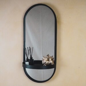 Alternative view of Spiegel - Metaal - Zwart - met plank - 30x15x70cm