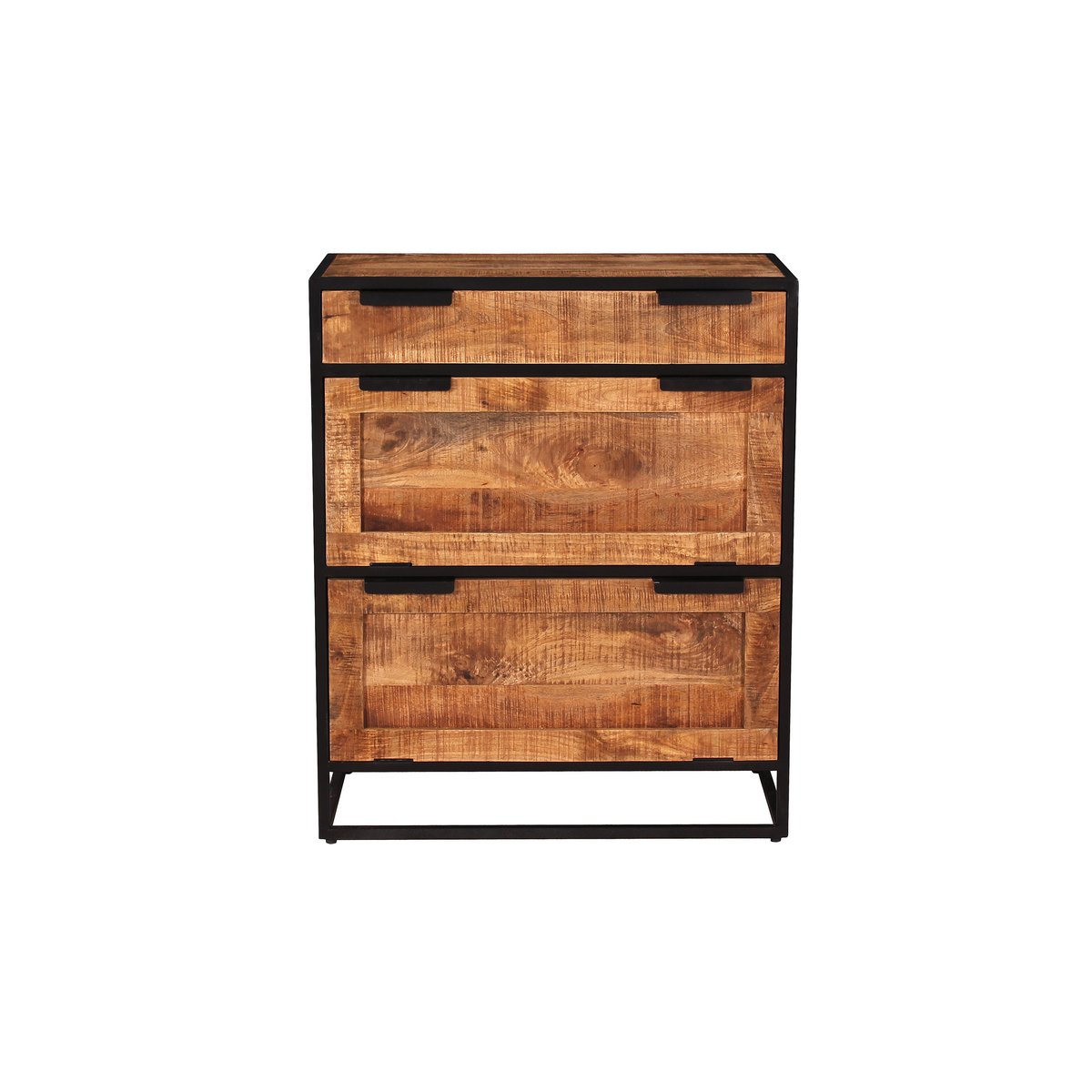 Schoenenkast Deze schoenenkast van naturelkleurig mangohout met een trendy zwart sledeframe zorgt voor orde in het leven van je schoenen. Achter twee kleppen voorzien van metalen handgrepen is er voldoende ruimte voor sportschoenen, sandalen, pantoffels, sneakers, kinderschoenen etc. De lade biedt extra ruimte voor schoenlepels, schoenveters, schoenverzorging etc. De materiaalmix van rustiek hout in een warme natuurtinten en glad metaal zijn helemaal trendy, zorgen voor interessante contrasten in uiterlijk en creëren een huiselijke sfeer. Voor ca. 12 paar schoenen. CASA & VIVENTES Schoenenkast Breedte: 80cm Hoogte: 96cm Lengte: 40cm Gewicht: 53000.00g kleuren: Bruin, Zwart, Zwart Materialen: Hout, Metaal, Hout, Metaal merk: SIT Möbel Im- und Export
