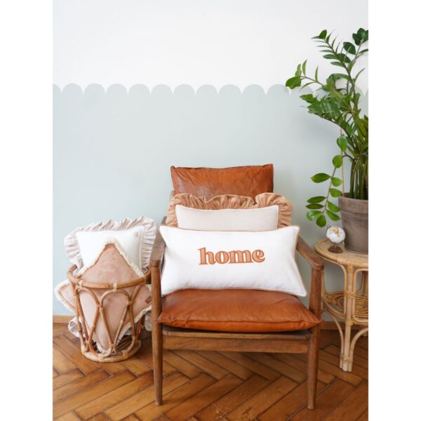 Decoratief fluwelen kussen met ruche "Cappuccino" - Afbeelding 5