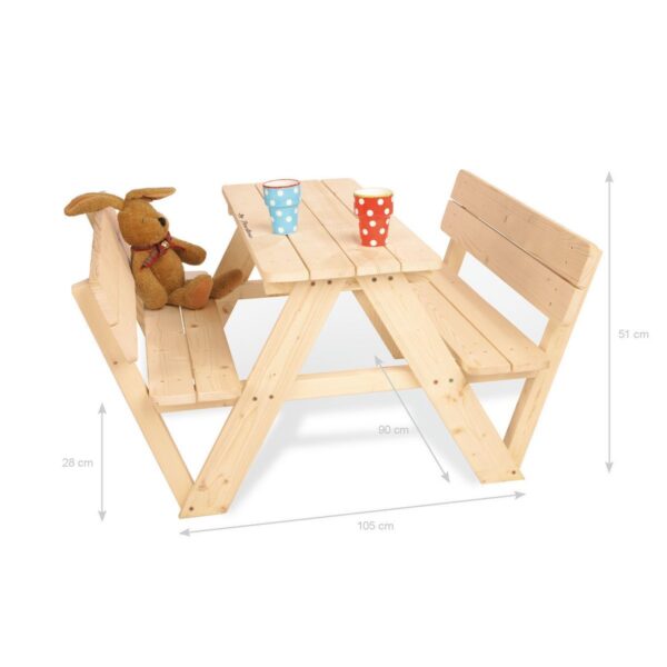 Kinderpicknickbank 'Nicki für 4 mit Lehne', naturel - Afbeelding 2
