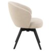 Eetkamerstoel Alma + Armleuning-80x58,5x60-Creme/Zwart-Stof/Metaal De Alma eetkamerstoel combineert modern design, ultiem comfort en innovatieve functionaliteit. Met zijn eigentijdse uitstraling, ingebouwde swivel en auto return systeem biedt deze stoel een perfecte mix van stijl en gemak. Gemaakt van hoogwaardige materialen en verkrijgbaar in verschillende kleuren. Casa & Viventes Breedte: 59cm Hoogte: 80cm Lengte: 60cm Inhoud: 0.2784L Gewicht: 9g kleuren: Zwart Materialen: Metaal merk: HSM Collection