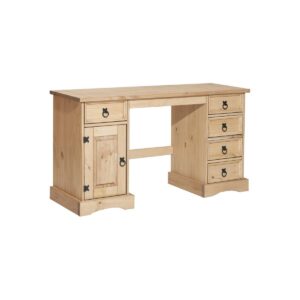 Schrijftafel Dit bureau biedt een verrassende hoeveelheid opslagruimte met 5 laden en een kastcompartiment met deur. De massieve dennen tart ook met succes dagelijks gebruik en de bijbehorende slijtage. Het bureau overtuigt ook met zijn  ontwerp en zijn compacte grootte. In de binnenkant van de lade: 5x ca. B27 x T35.5 x H12 cm, hoogte van de tabel 68 cm CASA & VIVENTES Schrijftafel Breedte: 140cm Hoogte: 76cm Lengte: 48cm Inhoud: 0.12L Gewicht: 38000.00g kleuren: Bruin Materialen: Hout merk: SIT Möbel Im- und Export