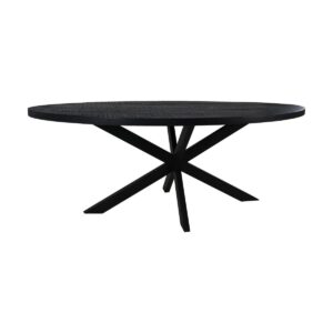Alternative view of Ovale Eettafel Melbourne-240x110x76-Zwart-Mango/Metaal