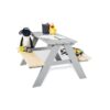 Kinderpicknickbank 'Nicki für 4', grijs • Massief hout: naaldhout, grijs en blank gelakt • 2 banken met 1 tafel • L 90 cm, B 79 cm, H 50 cm • Zithoogte 28 cm • Zitkussens voor 'Nicki für 4' optioneel: Art.nr. 20 60 40 • Aanbevolen voor kinderen vanaf 2 jaar Casa & Viventes Breedte: 79cm Hoogte: 50cm Lengte: 90cm Gewicht: 8g kleuren: Grijs Materialen: Hout, Hout merk: Pinolino Kinderträume