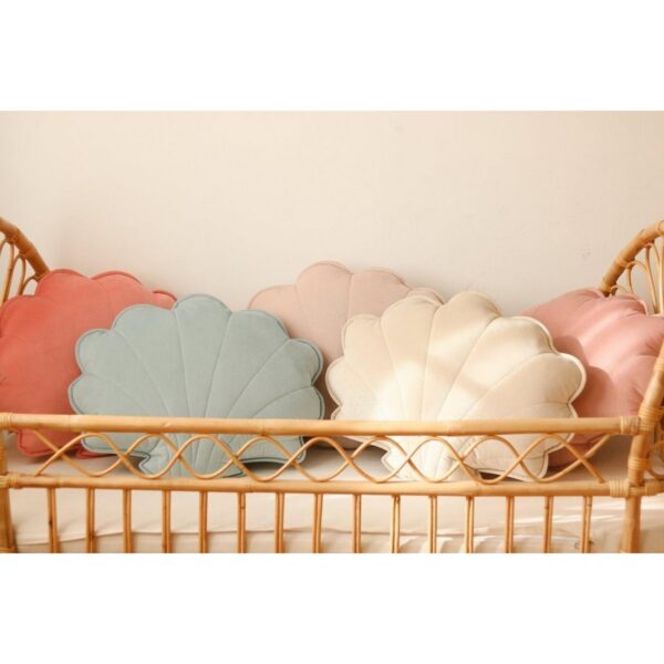 Fluwelen schelpkussen 'Powder Mint' - Afbeelding 3