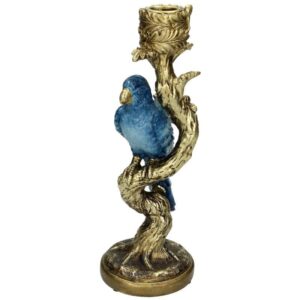Kaarshouder - Blauwe Papegaai ↑ 25 cm Voeg een vleugje exotisch toe met de Blue Parrot kandelaar van 25 cm. De levendige kleur en het unieke ontwerp creëren een boeiend middelpunt in elke ruimte. Afmeting: 10 x 25 cm CASA & VIVENTES Hoogte: 25cm Gewicht: 250g kleuren: Blauw, Goud Materialen: Massief goud merk: Trendhero B.V.