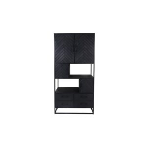 Wandkast Verona 4 Deur 4 La-100x40x200-Zwart-Mango/Metaal De Verona wandkast  heeft een prachtige combinatie van mangohout en metaal. De deuren zijn afgewerkt met een patroon in vissengraat. De lades hebben een effen front van mangohout. Deze luxe kast staat prachtig in een strak en industrieel interieur. Plaats hem in de woonkamer met mooie accessoires of met boeken. De kast heeft 4 deuren en 4 lades. Absoluut één van onze favorieten! Casa & Viventes Breedte: 100cm Hoogte: 200cm Lengte: 40cm Inhoud: 0.8L Gewicht: 89g kleuren: Zwart Materialen: Hout, Metaal merk: HSM Collection