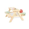 Kinderpicknickbank 'Nicki für 4', naturel • Vol massief hout: naaldhout, onbehandeld • 2 banken met 1 tafel • L 90 cm, B 79 cm, H 50 cm • Zithoogte 28 cm • Zitkussens voor 'Nicki für 4' optioneel: Art.nr. 20 60 40 • Aanbevolen voor kinderen vanaf 2 jaar Casa & Viventes Breedte: 90cm Hoogte: 50cm Lengte: 79cm Gewicht: 7g Materialen: Hout, Hout merk: Pinolino Kinderträume