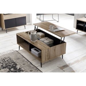 Salontafel Scandinavische, lichte woonstijl voor een aantrekkelijke prijs, perfect demonteerbaar en eenvoudig te monteren. Metalen ladegeleiders en scharnieren zijn bestand tegen de stress van het dagelijks leven. Het oppervlak heeft geen speciale verzorging nodig - chique, mooi en praktisch.... Afdekplaat uitschuifbaar tot 52,7 cm, hoogte van de onderste vakken: ca. 23 cm, hoogte tussen tafelblad en uitgeklapte afdekplaat: ca. 13,4 cm. CASA & VIVENTES Breedte: 100cm Hoogte: 39cm Lengte: 58cm Gewicht: 25000.00g kleuren: Grijs, Bruin, Zwart Materialen: Mdf, Metaal, Hout, Metaal merk: SIT Möbel Im- und Export