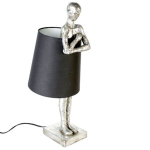 Lamp "Man", poly, antiek zilver / zwart Poly lamp "Man". zilverkleurig. Antiek afgewerkt op basis van zwarte kap, bevestiging met magneet E14 fitting. 230V - werking alleen met LED-lampen  CASA & VIVENTES kleuren: Zwart, Zilver Materialen: Massief zilver merk: GILDE HANDWERK Gemaakt in: CN