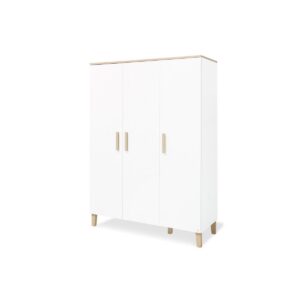 Kledingkast 'Lumi' groot • Decor: uni, wit en eiken met echt houtpatroon • B 135 cm, D 56 cm, H 189 cm • 3 deuren • Soft-Close • Hoogwaardige poten en grepen van massief eikenhout • 6 deels in hoogte verstelbare planken, 1 kledingroede Casa & Viventes Breedte: 56cm Hoogte: 189cm Lengte: 135cm Gewicht: 88g Materialen: Hout, Hout merk: Pinolino Kinderträume