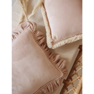 Alternative view of Zachte fluwelen bolster "Latte" met franje